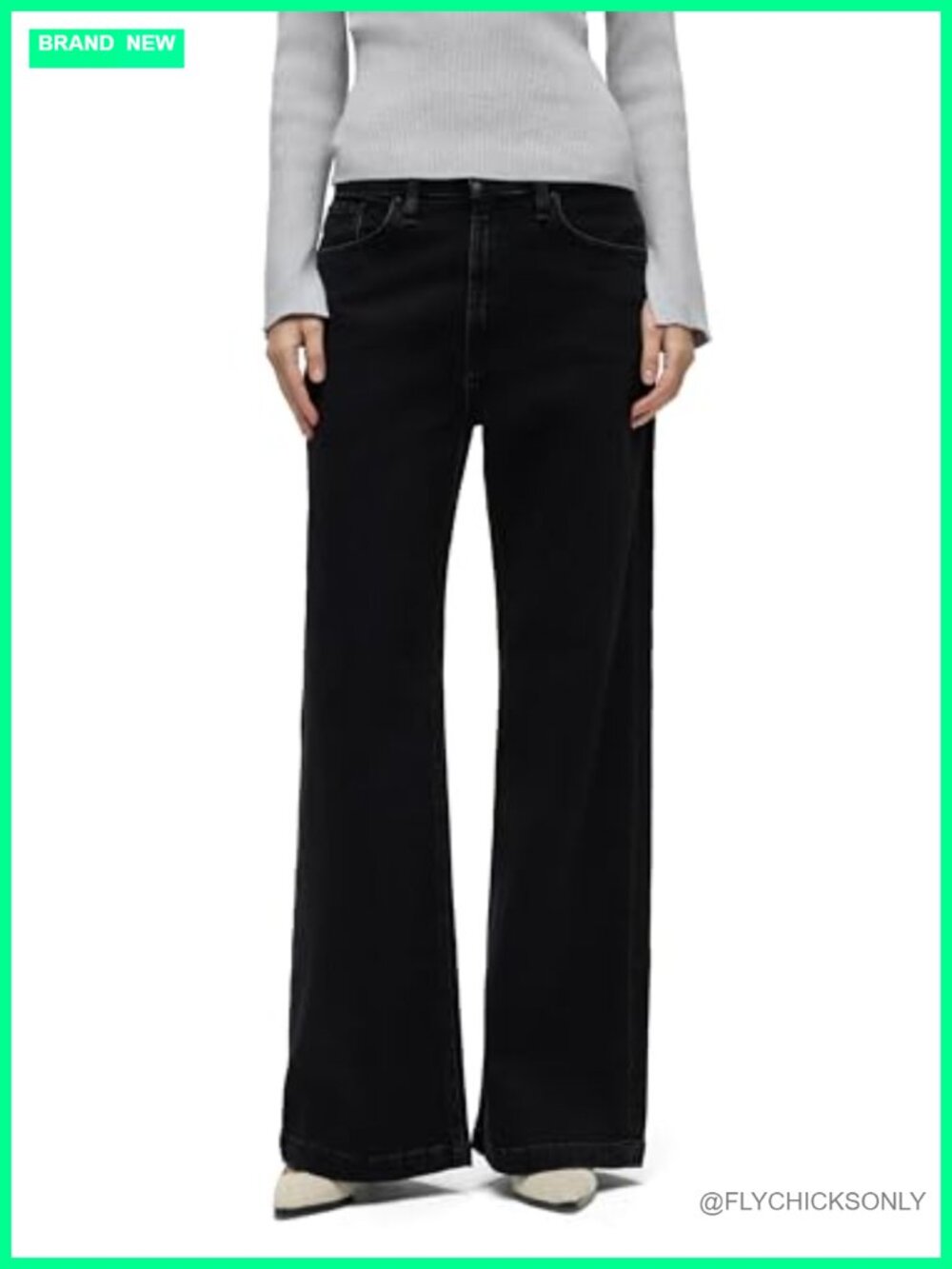 High Rise Loose Fit Wide Leg Jeans Classic Five Pocket Style